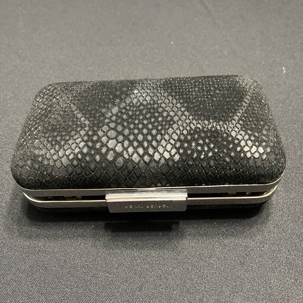 Henri Bendel Black Snakeskin Clutch